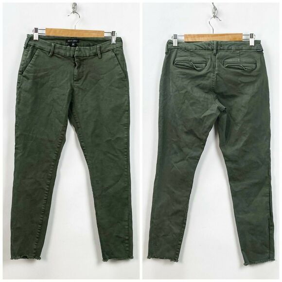 Dear John Pants - Dear John 27 Womens Army Green Chino Ankle Raw Edge Skinny Pants